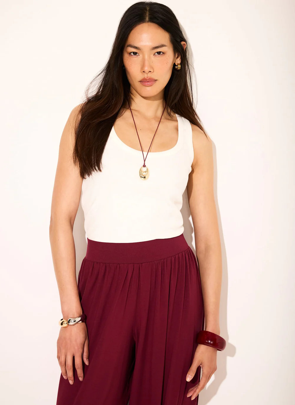 White Cotton Blend Scoop Neck Vest | Mint Velvet