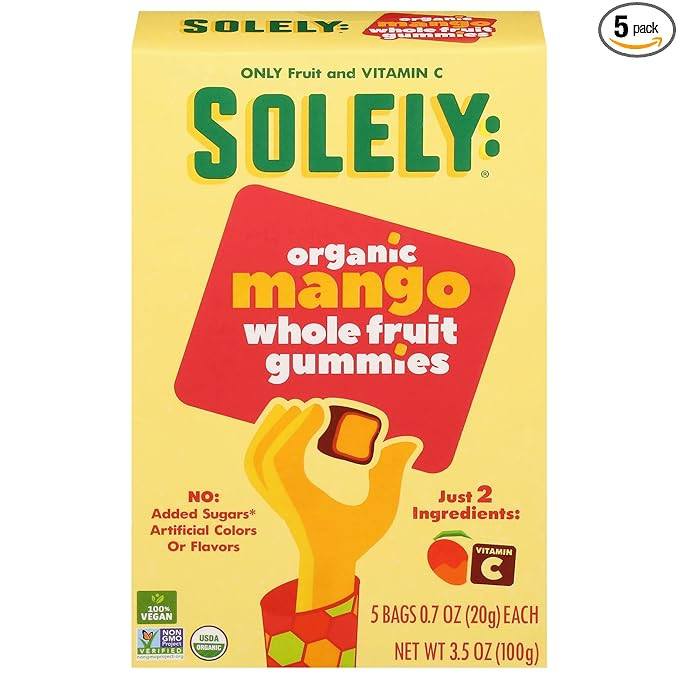 SOLELY Organic Mango Whole Fruit Gummies | Two Ingredients | No Added Sugars, Artificial Colors o... | Amazon (US)
