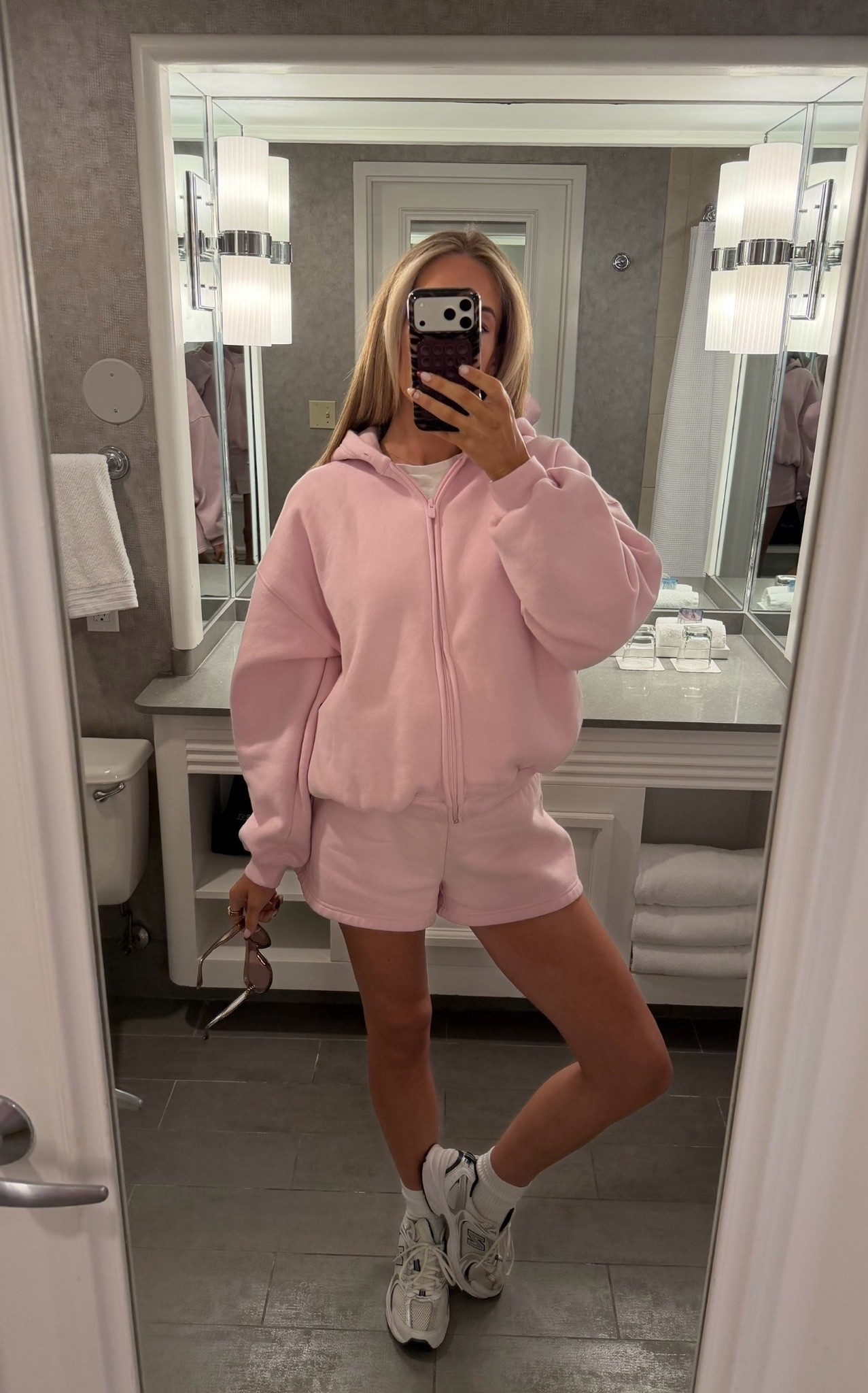 Aritzia sweat set wearing medium hoodie and medium shorts

#LTKootd #LTKgrwm #LTKfitnessgoals