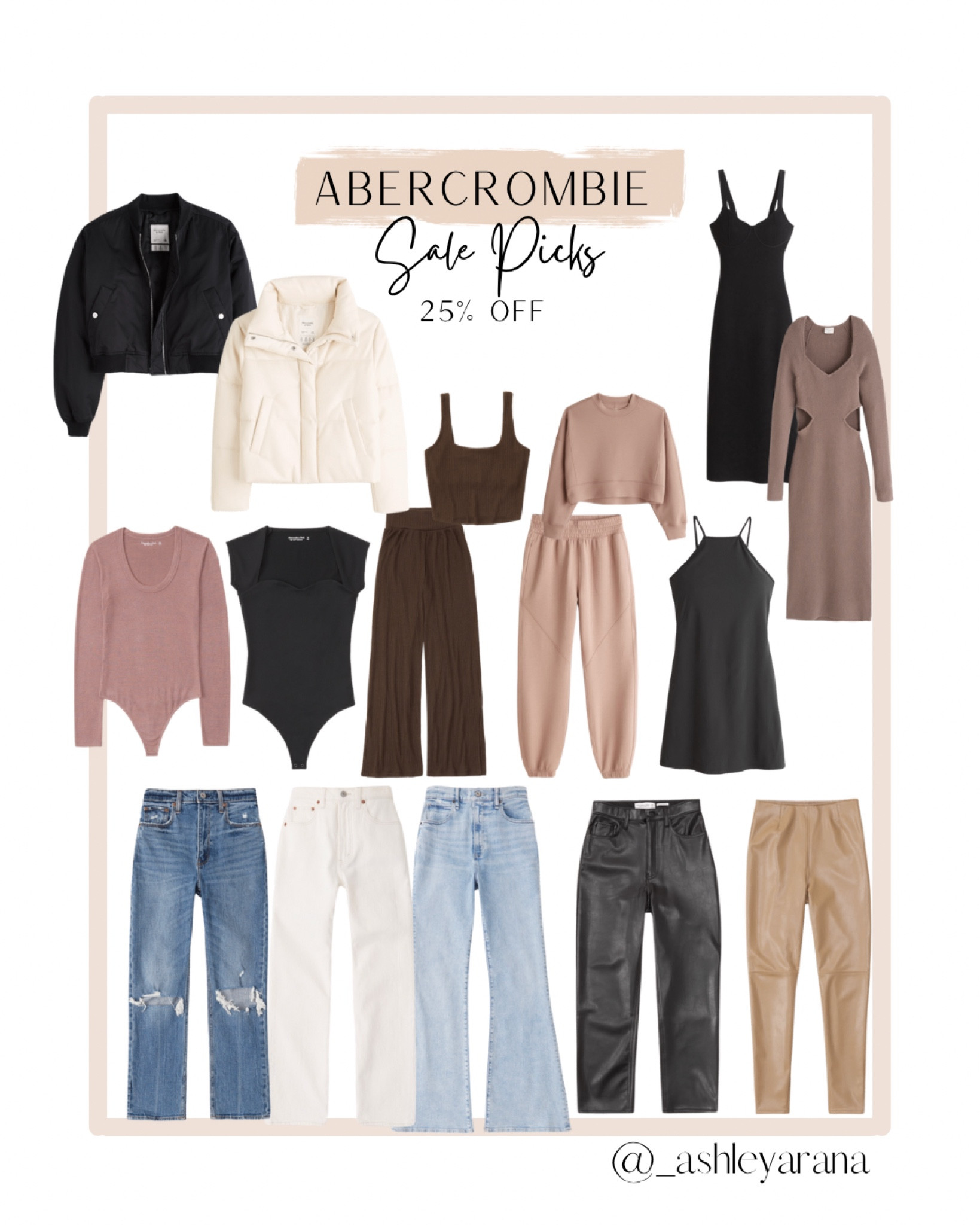 Abercrombie sale 25% off
Jeans, denim, faux leather pants, leggings, bodysuits, fall jackets, puffer jacket, bomber jacket, fall dresses, loungewear, active dresses, lounge sets, fall style

#LTKSeasonal #LTKSale #LTKstyletip