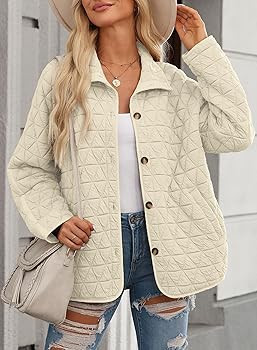 EVALESS Women's Lightweight Diamond Quilted Jacket Casual Winter Open Front Button Down Puffer Co... | Amazon (US)