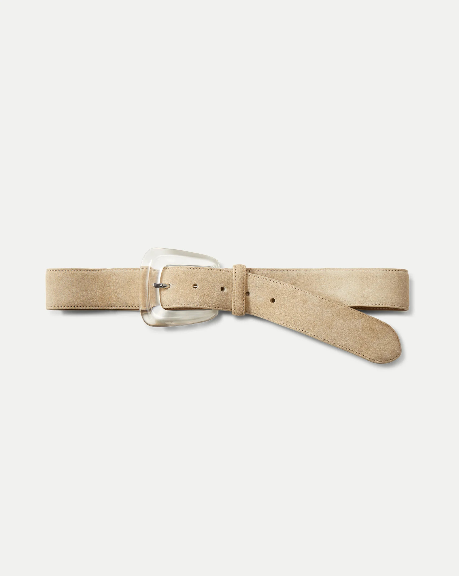 Arch Resin-Buckle Suede Belt in Stone Khaki | Veronica Beard | Veronica Beard