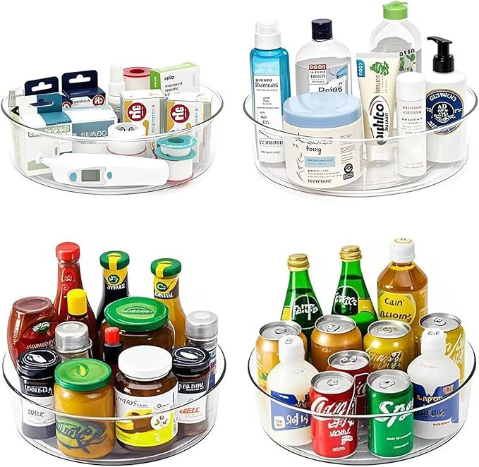 4 Pack Lazy Susan 11.5" Inch Turntable Organizer Organization Storage Container Bins Spice Rack C... | Amazon (US)