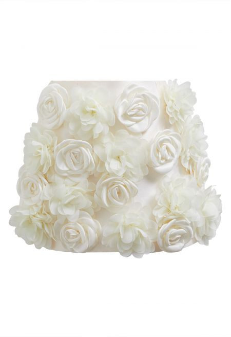 3D Rose Petal Satin Skorts in Cream | Chicwish