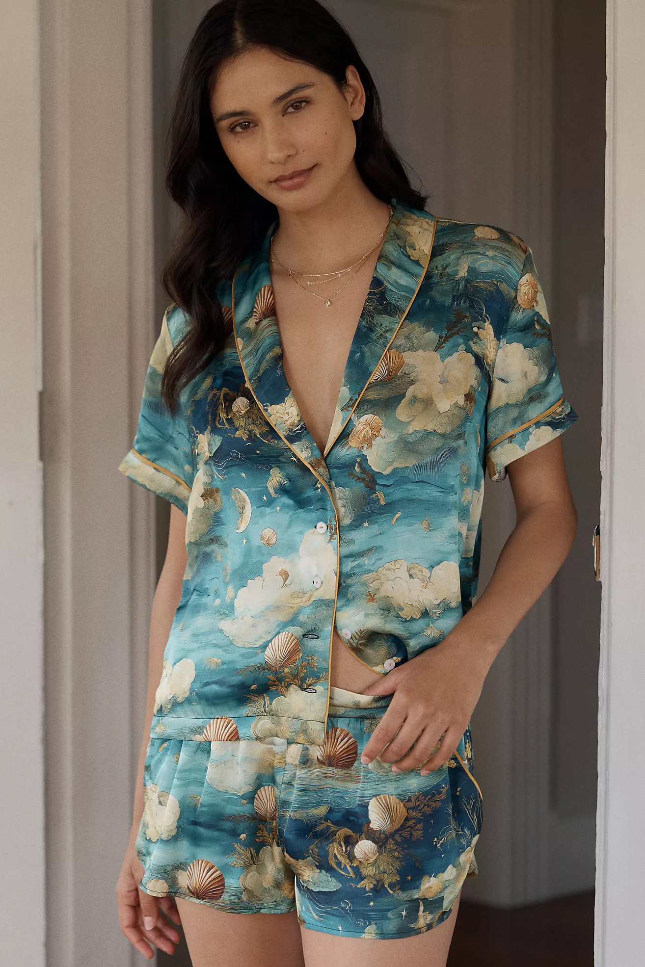 Lyrebird Silky Pajama Shorts | Anthropologie (US)