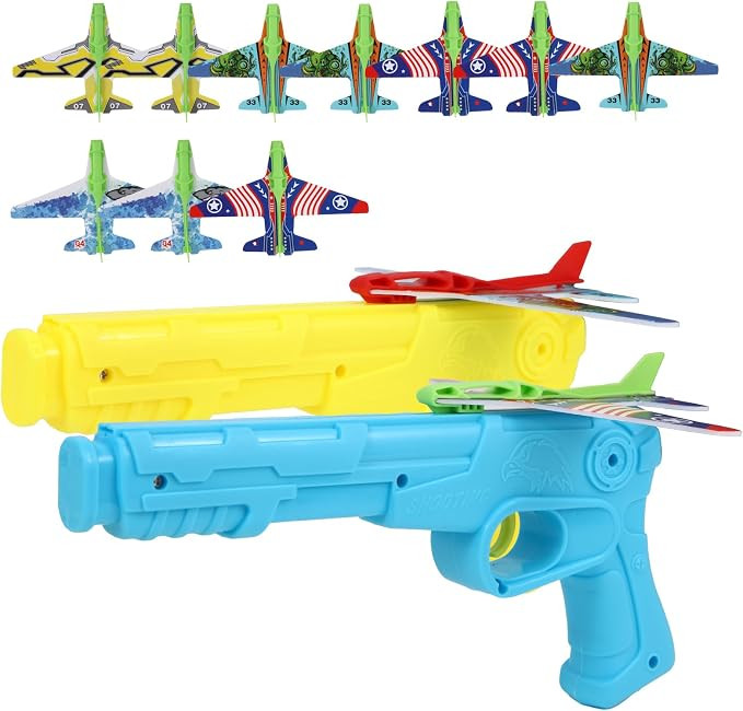 Manmel 12 Pack Airplane Launcher Toys for Kids, 2 Launchers and 10 Foam Glider, Indoor Outdoor Fl... | Amazon (US)