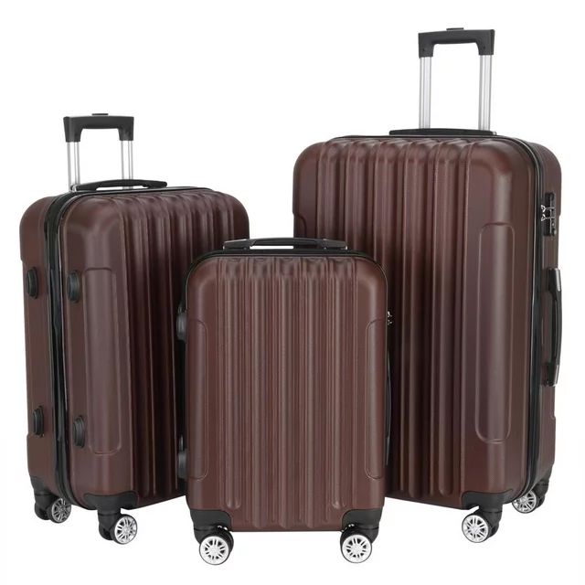 Zimtown 3-Piece Nested Spinner Suitcase Luggage Set with TSA Lock, Brown Carry-On Luggage 11.81 i... | Walmart (US)
