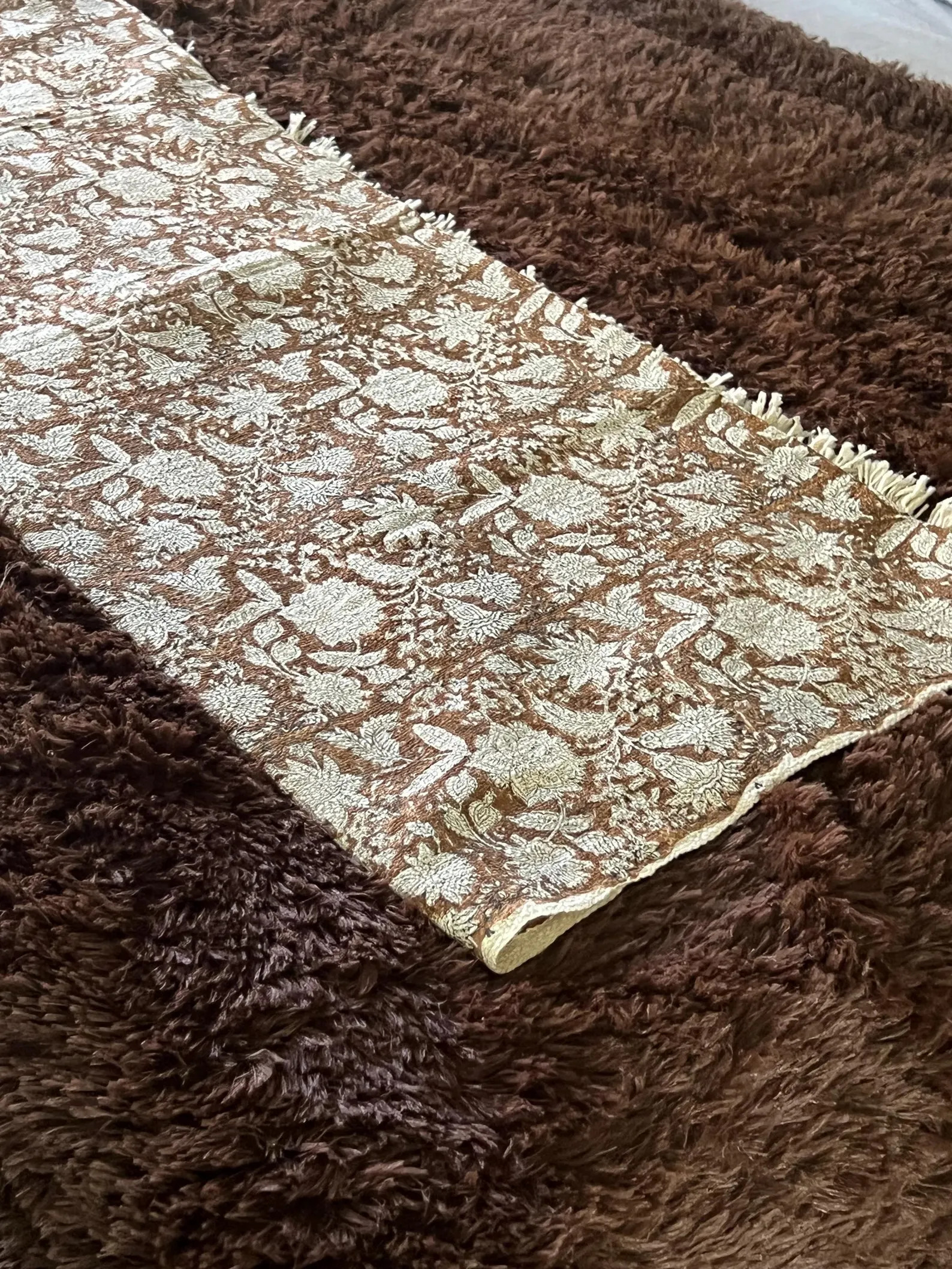 Brown Floral Block Printed Cotton Throw Blanket Fall Decor - Sofa Throw or Boho Bed Throw - Flora... | Etsy (Global)