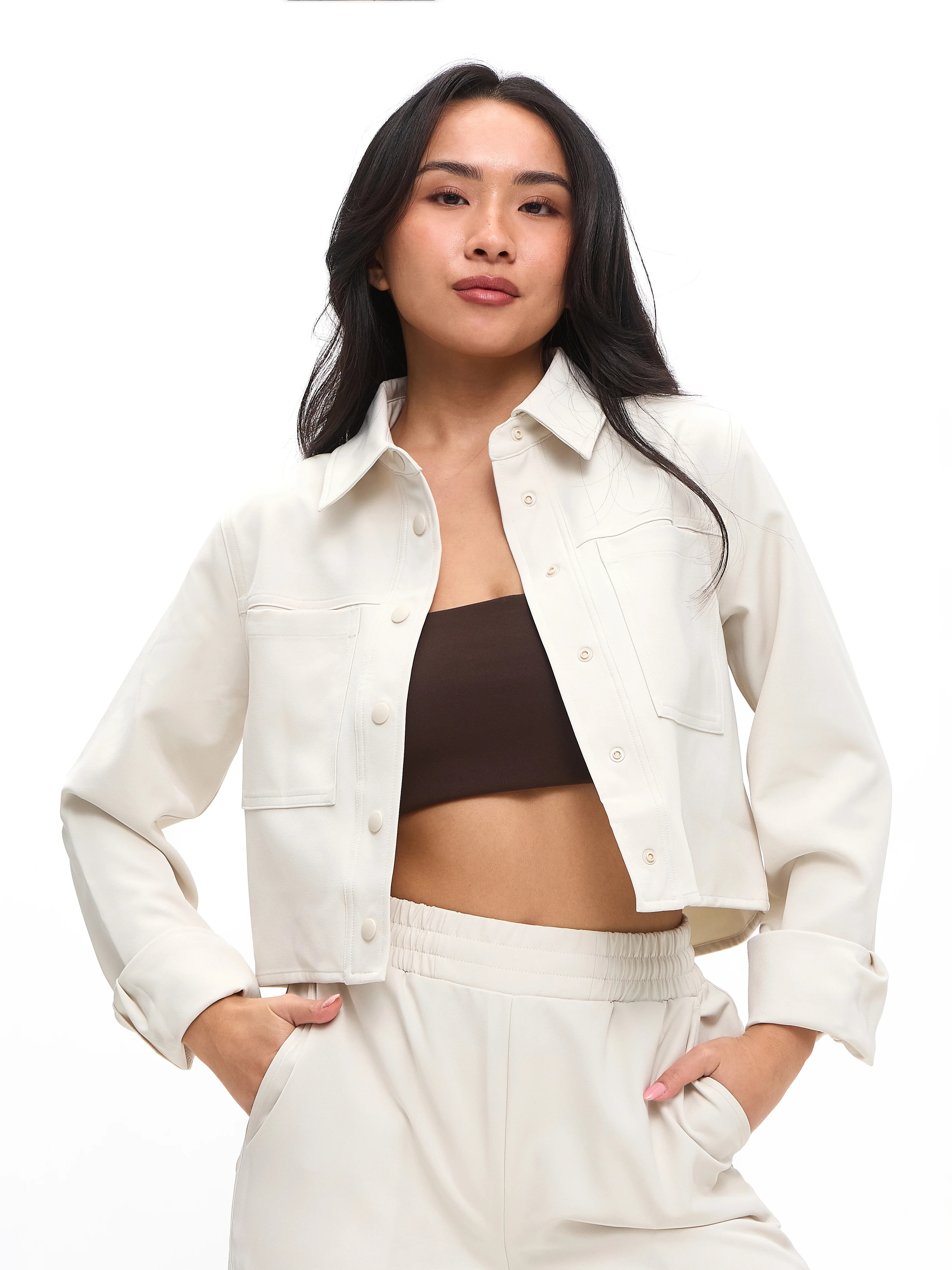 Snap Crop Jacket - Bone M | Buffbunny
