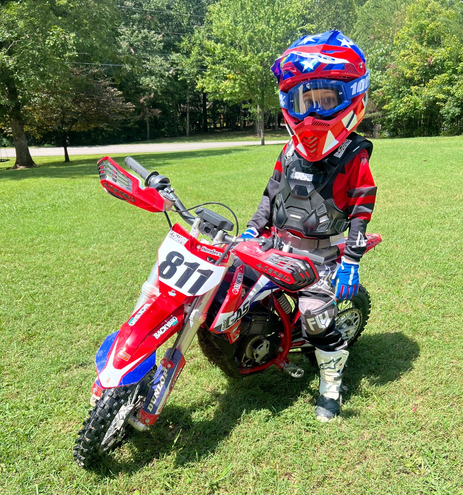 Recently added hand guards to his bike! 

#LTKKids