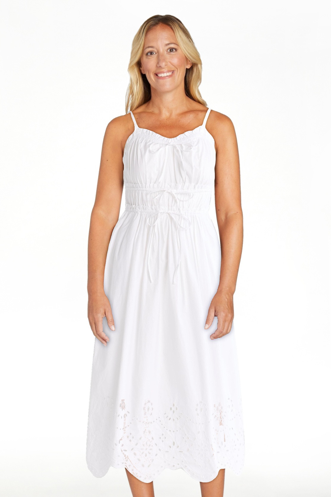 Free Assembly Women's Sleeveless Cotton Midi Dress with Bow Front, Sizes XS-XXL | Walmart (US)