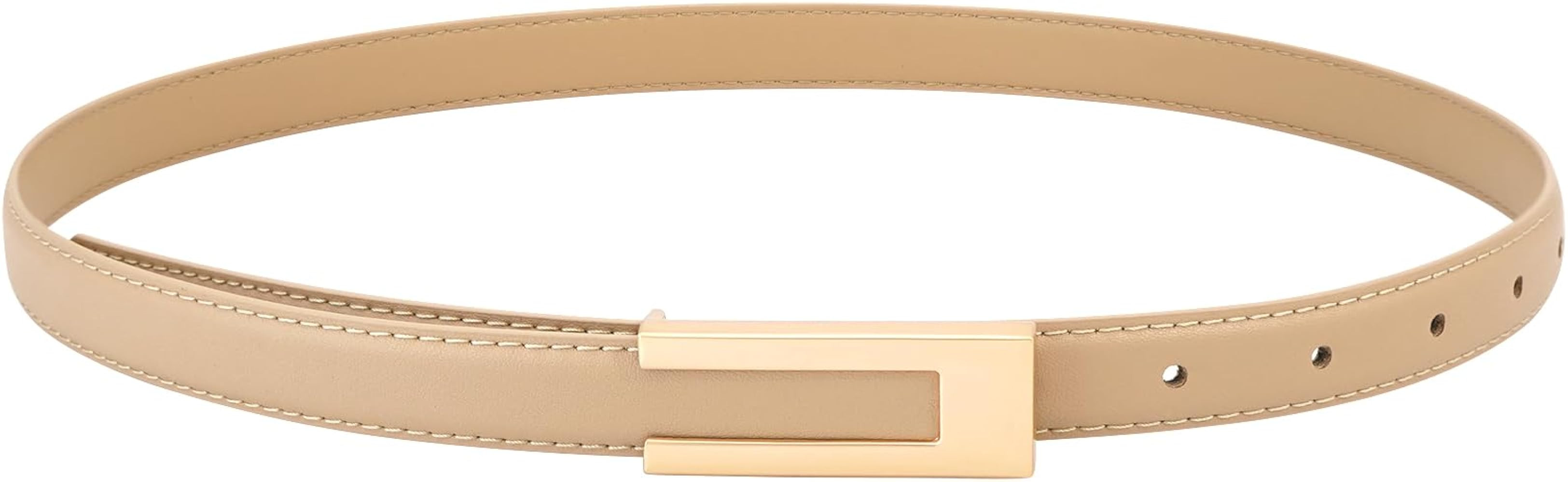 BAOKELAN Women Leather Belt Skinny Waist Belts for Dress Thin Waist Belt with Gold Buckle for Jea... | Amazon (US)