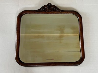 Antique wooden wall mirror with rounded corners & carved shell crest - patina! | eBay US