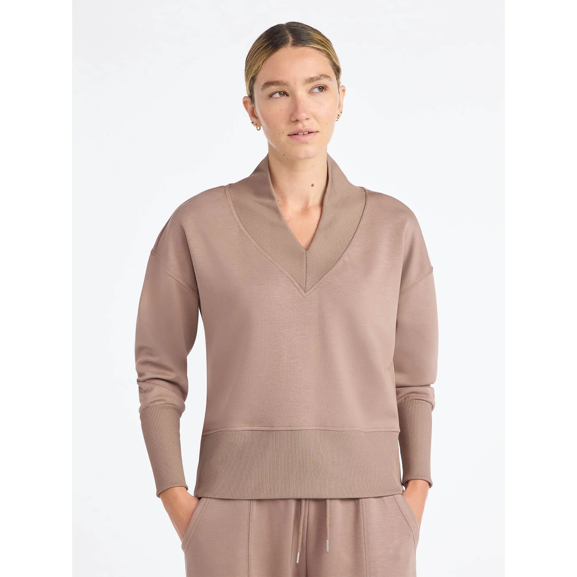 Scoop Women's and Women's Plus New Scubaknit V Neck Sweatshirt, Sizes XS-4X | Walmart (US)