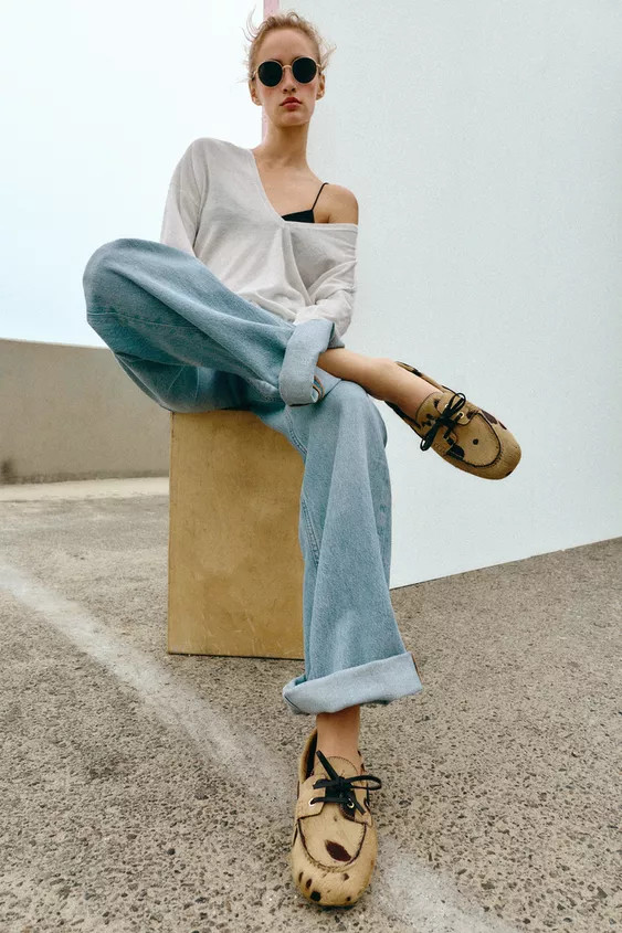 ANIMAL PRINT LEATHER HAIR LOAFERS | Zara US