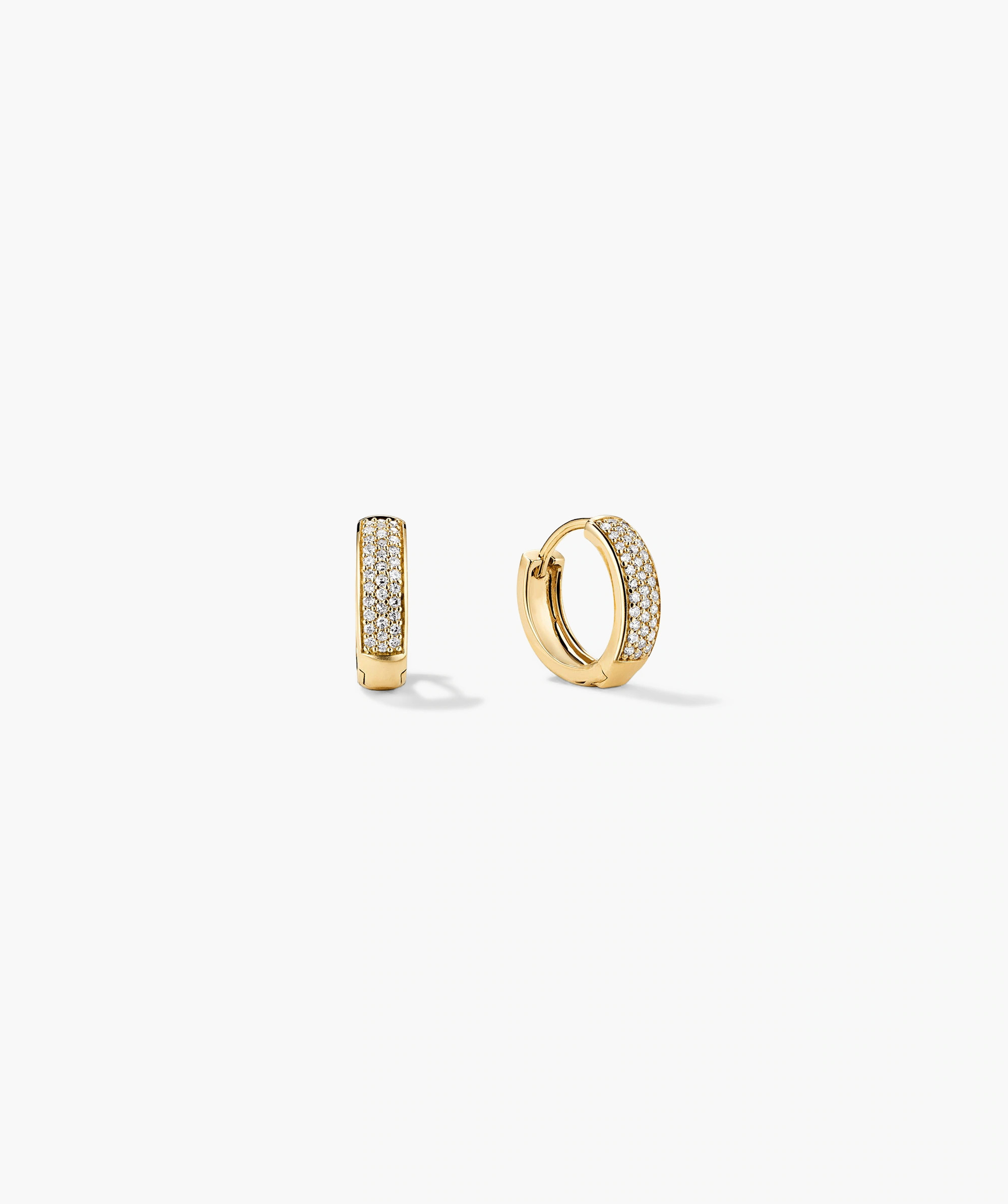 14k Yellow Gold Diamond Huggie Hoop Earrings | Mejuri | Mejuri Fine Crew
