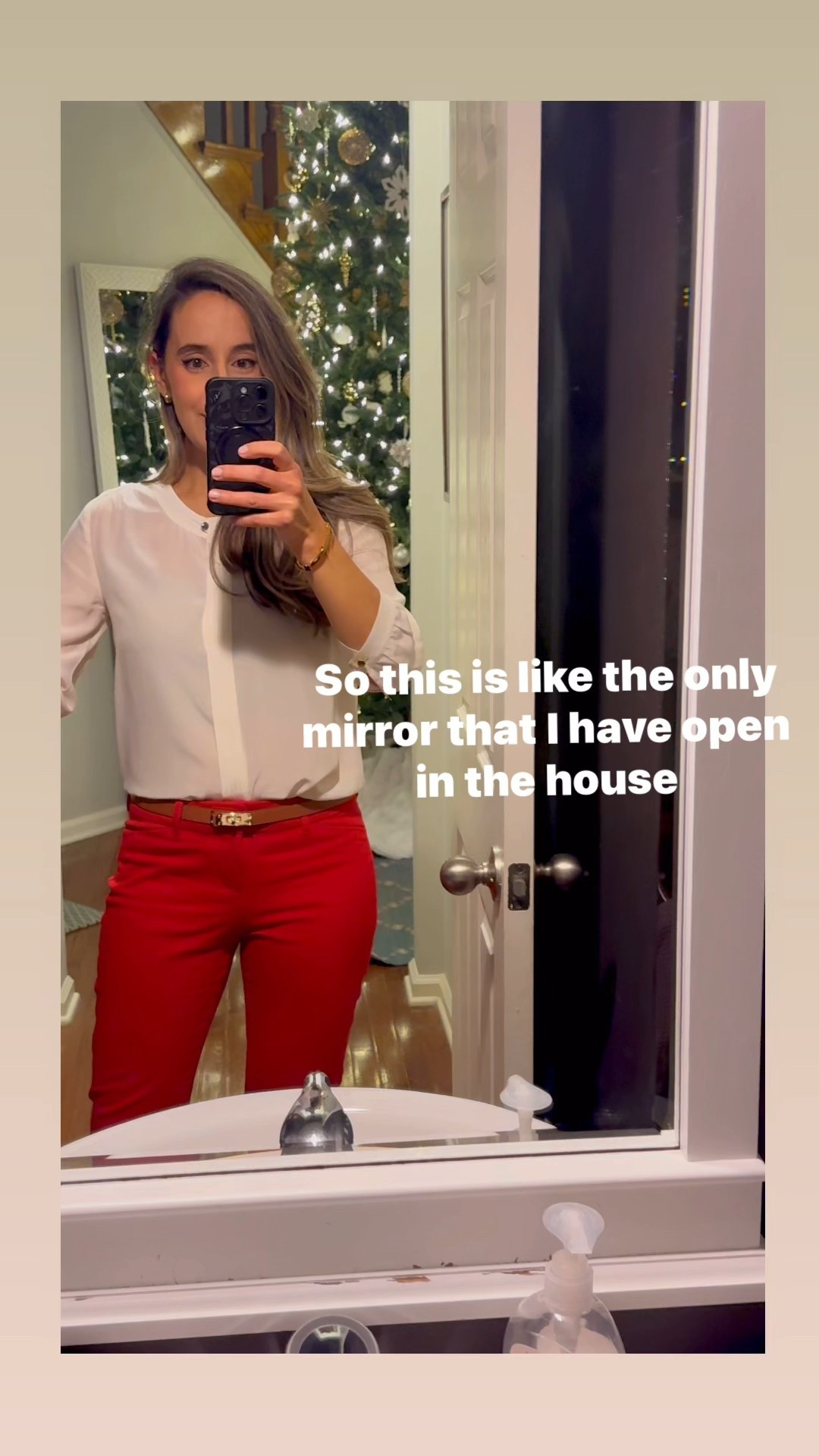 Holiday party outfit 

Pants are old navy and top is banana republic - both older but will link similar.

Great for work party
Thin leather belt
Suede pumps
Tan heels

#LTKootd #LTKHoliday #LTKPetite