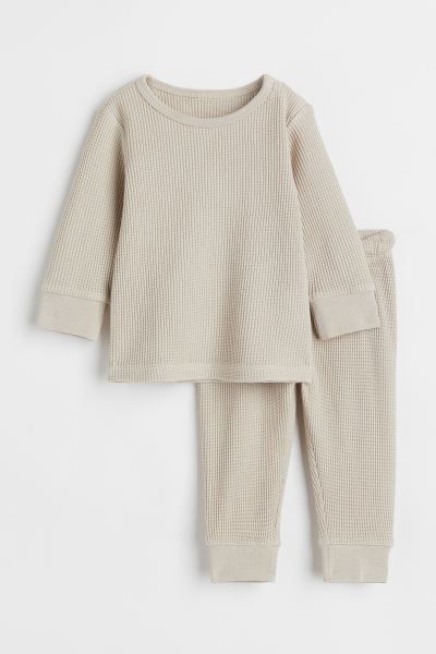 Waffled Cotton Set - Round Neck - Long sleeve - Light blue - Kids | H&M US | H&M (US + CA)