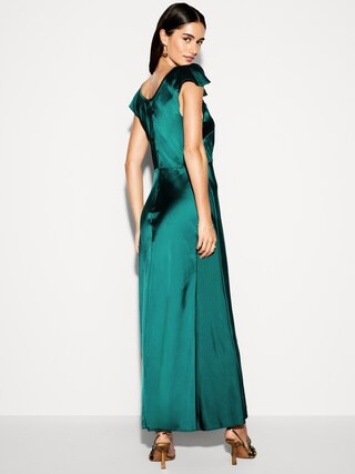 The Occasion by Old Navy Flutter-Sleeve Keyhole Satin Maxi Dress | Old Navy (US)