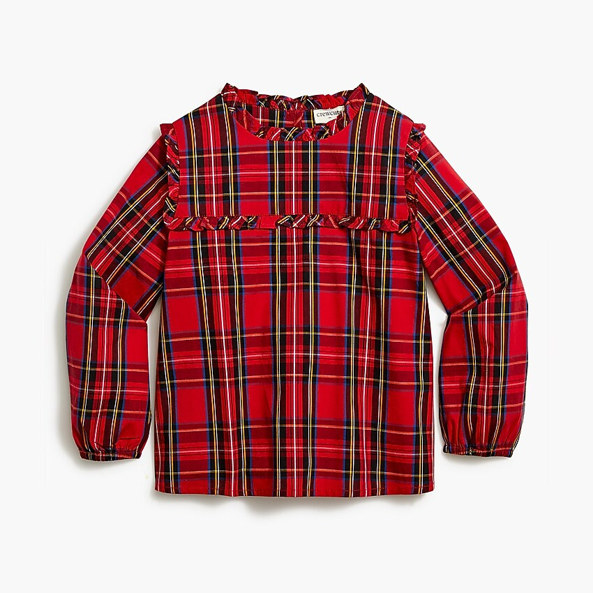 Girls' tartan ruffleneck top | J.Crew Factory