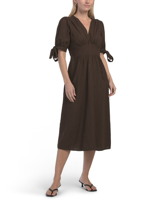 Made In Italy Linen Blend Short Sleeve Midi Dress | Casual Dresses  | Marshalls | Marshalls