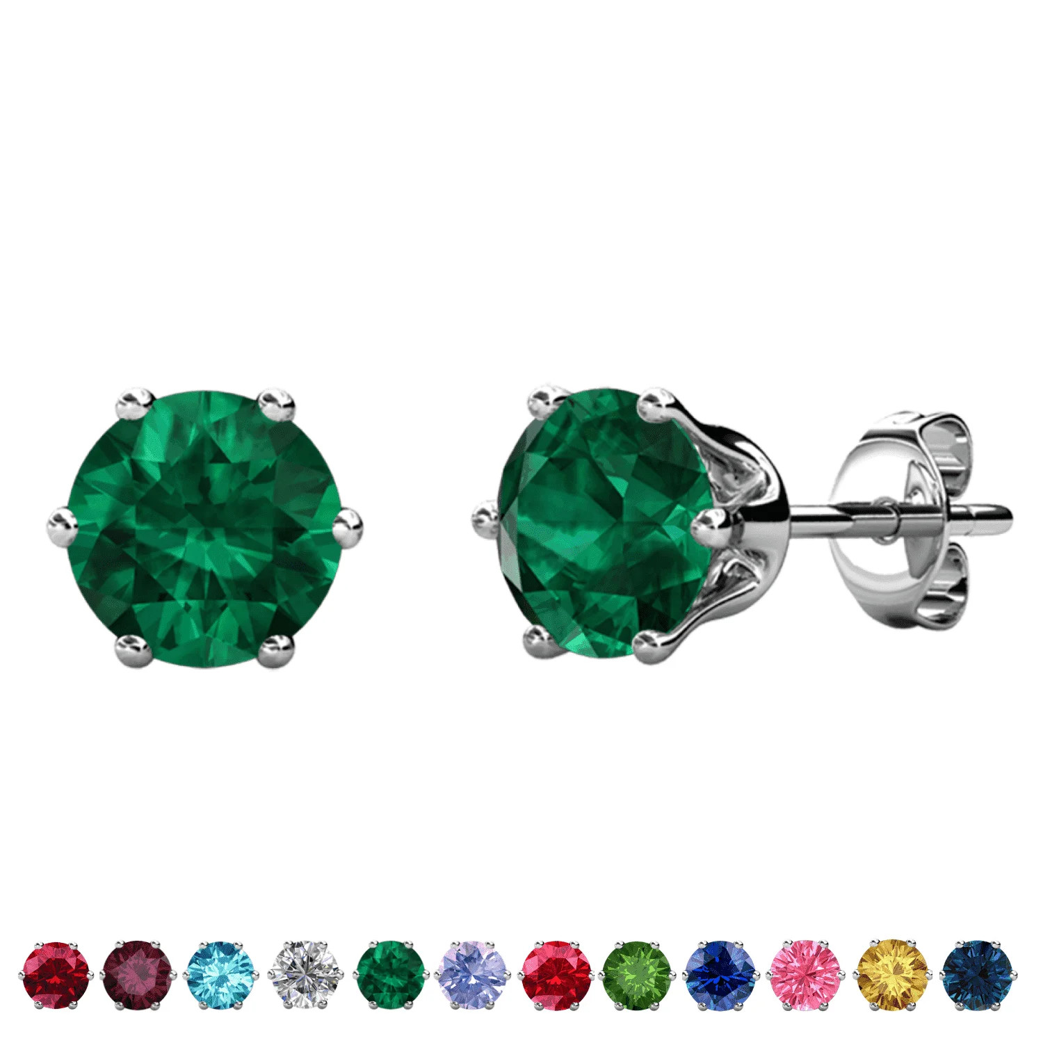 Cate & Chloe May Birthstone 18k White Gold Plated Women's Stud Earrings 1ct Swarovski Crystal | Walmart (US)