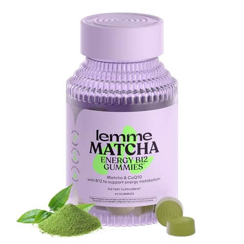 Lemme Matcha Superfood Energy Gummies with Organic Matcha Green Tea, Vitamin B12 and Antioxidant Coenzyme Q10 to Support Cellular Energy, Metabolism & Healthy Skin - Gluten Free, Non GMO (60 Count) | Amazon (US)