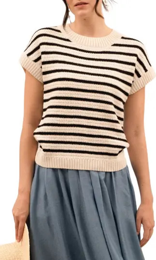 Blu Pepper Stripe Short Sleeve Knit Sweater | Nordstromrack | Nordstrom Rack