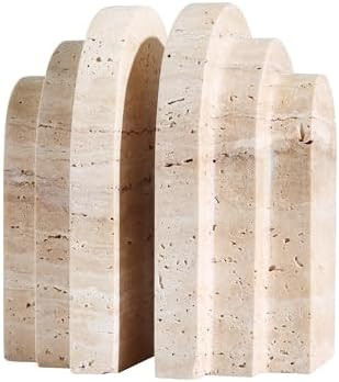 BUICCE Modern Book Ends for Shelves Nature Marble Decorative Bookends Heavy Duty Bookshelf Holder... | Amazon (US)