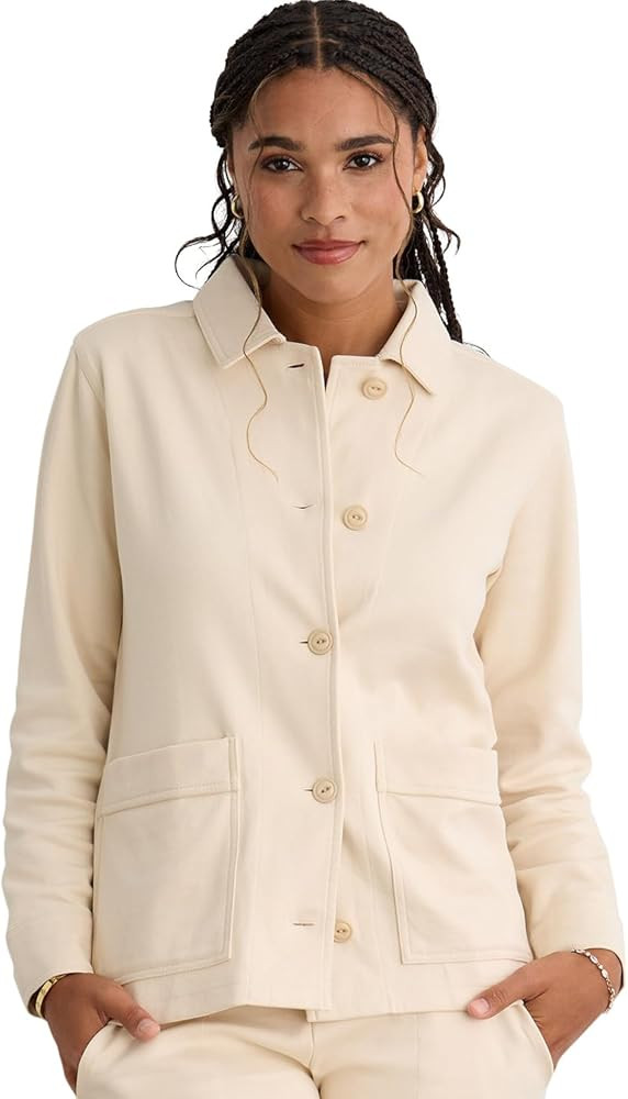 Fair Indigo Women's Organic Cotton Double Faced Luxe Knit Shirt Jacket | Amazon (US)