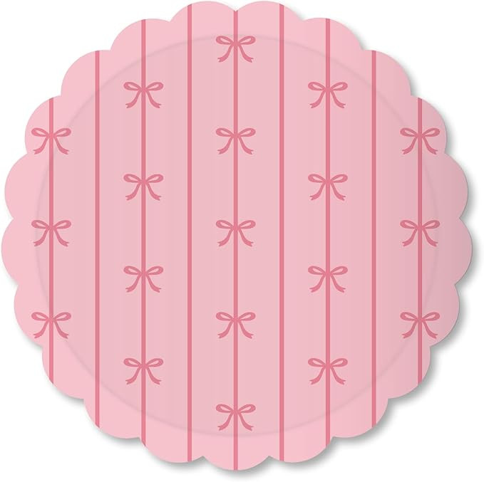 Bonjour Fête Light Pink Signature Bow Small Paper Party Plates | Sturdy Disposable Plates for Bi... | Amazon (US)