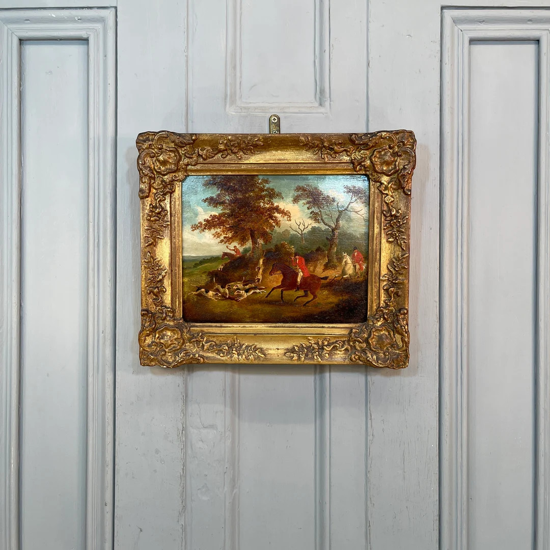 Antique Landscape Oil Painting of Fox Hunt With Horses Hounds and Fox Signed D Wolstenholme 2 of ... | Etsy (US)