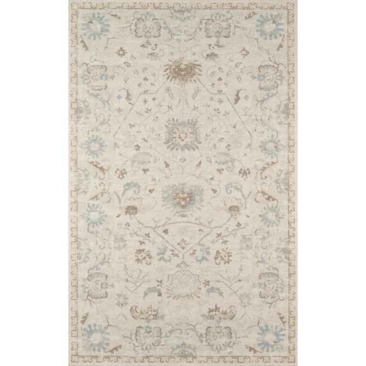 Elaina Machine Woven / Power Loomed Beige/Blue Rug | Wayfair North America