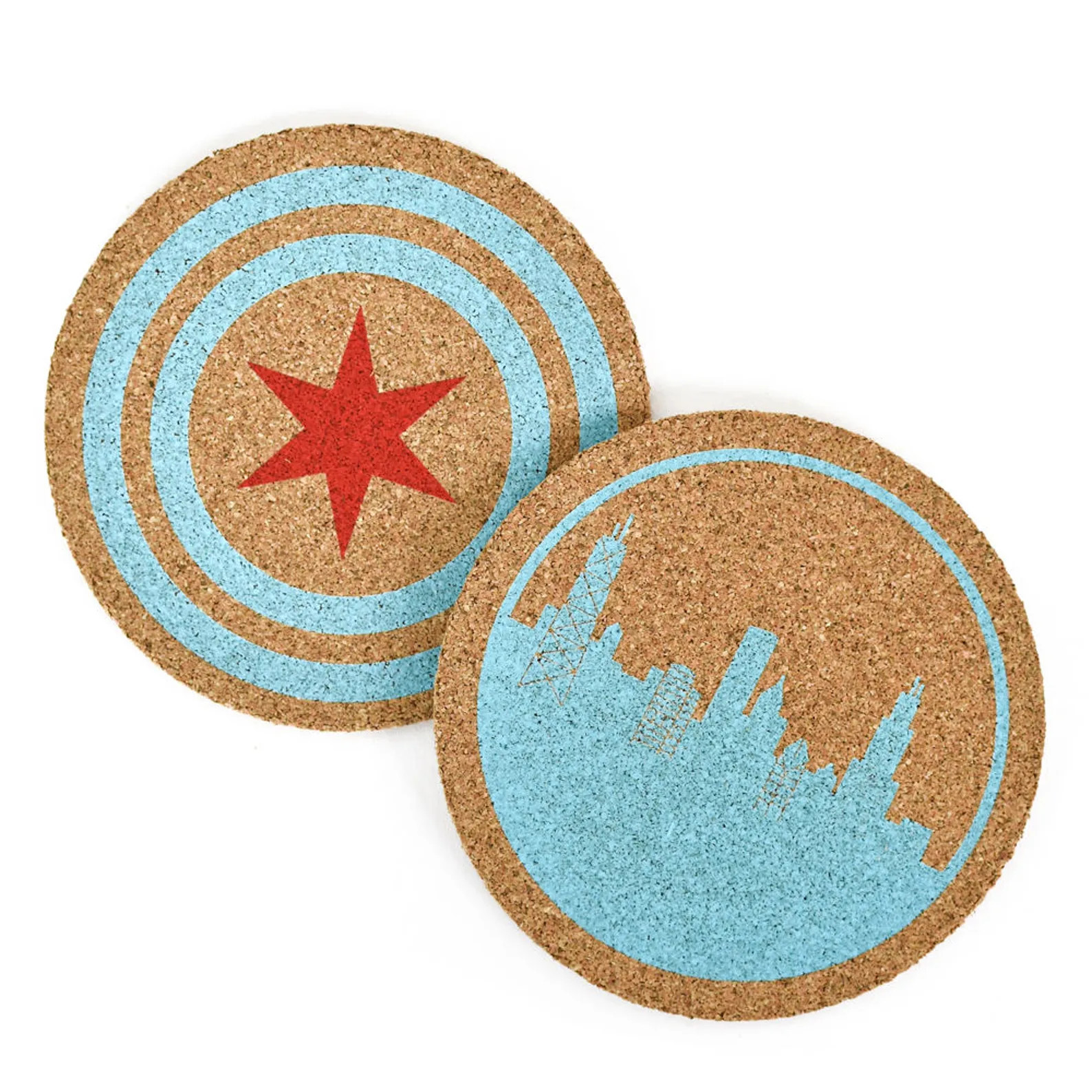 Chicago Cork Coasters, Chicago Skyline Coaster or Chicago Flag Coaster / Chicago Gift Idea / Chic... | Etsy (US)