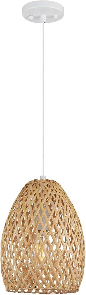 Globe Electric 61090 1-Light Pendant Light, Light Twine Shade, White Socket, White Cloth Hanging ... | Amazon (US)
