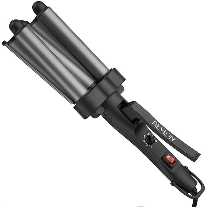 REVLON 3 Barrel Jumbo Hair Waver | Long-Lasting, Natural Looking Waves, (Grey) | Amazon (US)