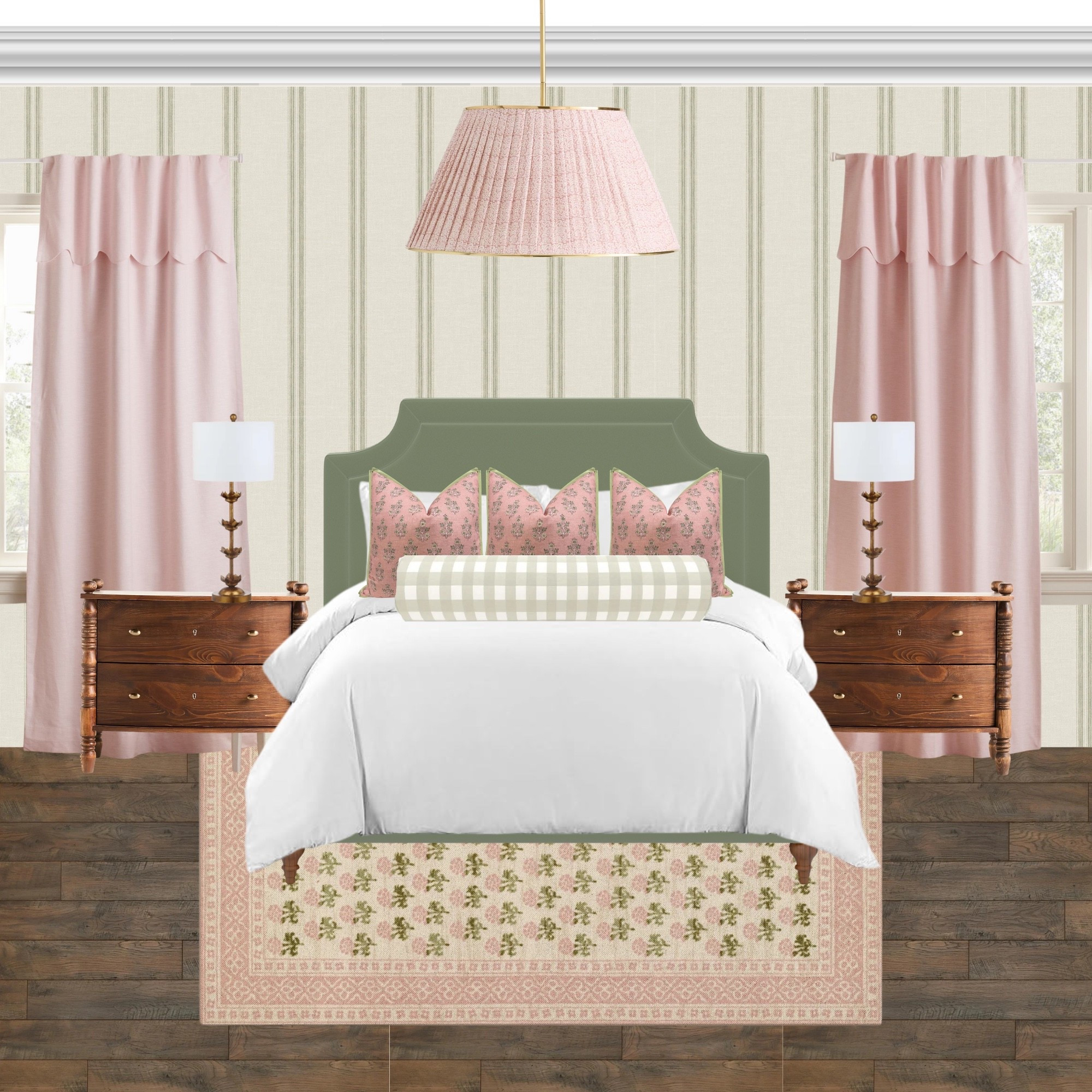 The ultimate pink and green girls bedroom! The striped wallpaper helps keep it mature and the pink floral rug adds the perfect amount of flair!

#bedroom #cottagecore #pinksandgreen
#vintagehome

#LTKSaleAlert #LTKHome