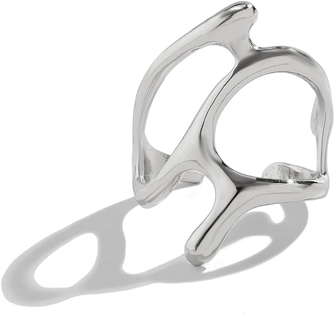 NORLSO Openwork Chunky Rings 18k Plated Gold Hollow Out Ring Minimalist Statement Finger Rings Op... | Amazon (US)