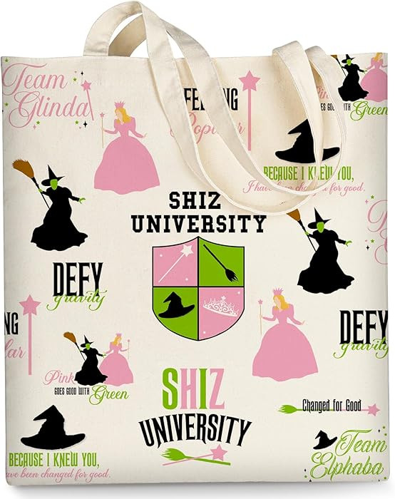 AUSVKAI Canvas Tote Bag Aesthetic for Women, Cute Reusable Grocery Witch Bag Cotton Bags Glinda M... | Amazon (US)