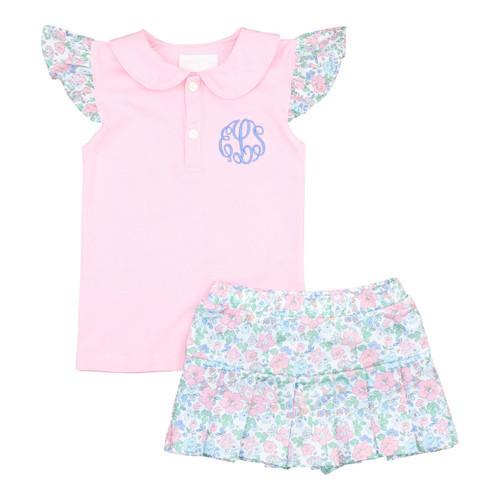 Pink And Blue Pastel Floral Tennis Set | Cecil and Lou