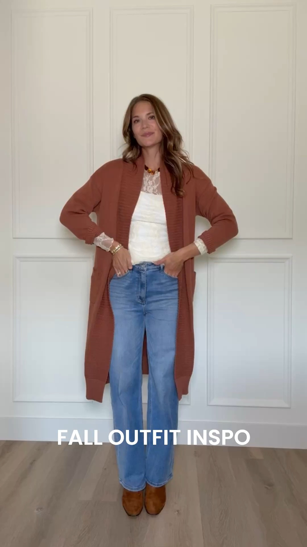 This is the kind of fall outfit I’ve been waiting to wear. The long rust cardigan adds the prettiest layer over the lace top, and the straight leg jeans with brown boots tie all those warm tones together.

long cardigan, rust cardigan, fall outfit, lace top, straight leg jeans, brown boots, tall girl style, fall layering, casual fall outfit, cardigan outfit, StangandCo

#LTKootd #LTKSeasonal #LTKTall