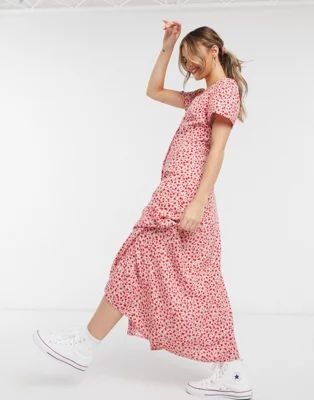 Nobody's Child midi dress with buttons in ditsy rose print | ASOS (Global)