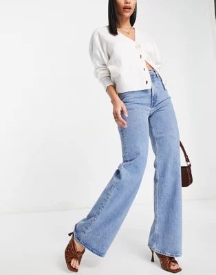 & Other Stories Treasure organic cotton high waist wide leg jeans in fresh blue | ASOS (Global)