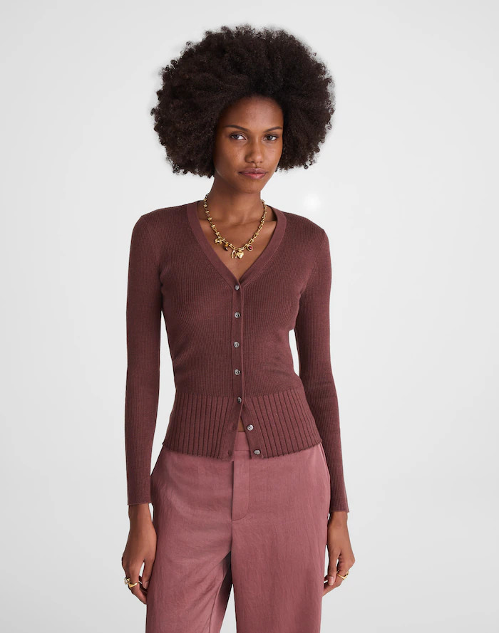 V-Neck Cardigan in Merino-Silk Blend | Madewell