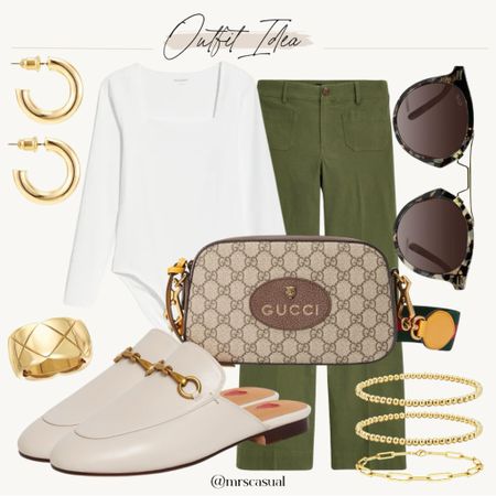 Olive wide leg pants outfit idea Gucci messenger crossbody bag 

#LTKfindsunder50 #LTKfindsunder100 #LTKitbag