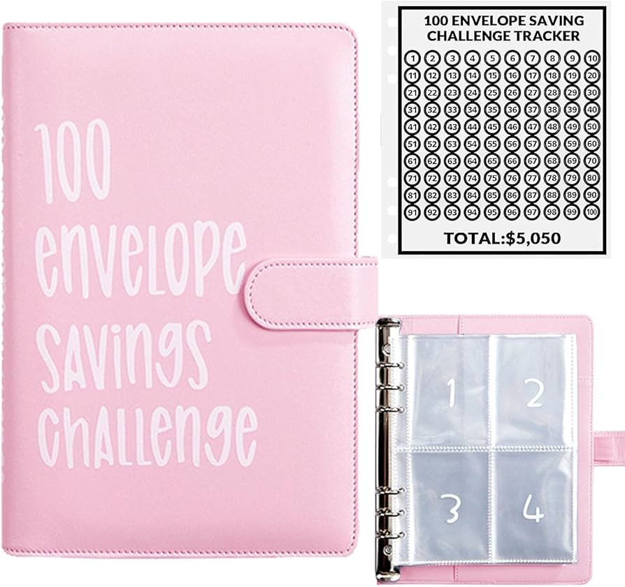 100 Envelope Money Saving Challenge Binder, Fun and Easy Way to Save $5,050, Budget Book with Cas... | Amazon (US)