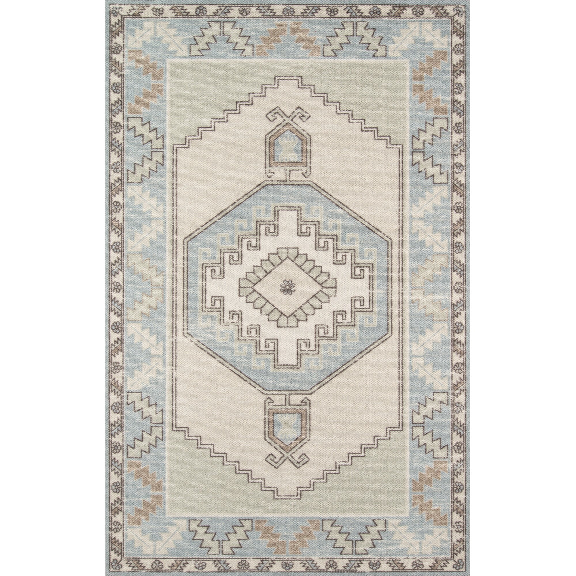 Momeni Anatolia Wool and Nylon Machine Made Light Blue Runner 2'3" X 7'6" | Walmart (US)