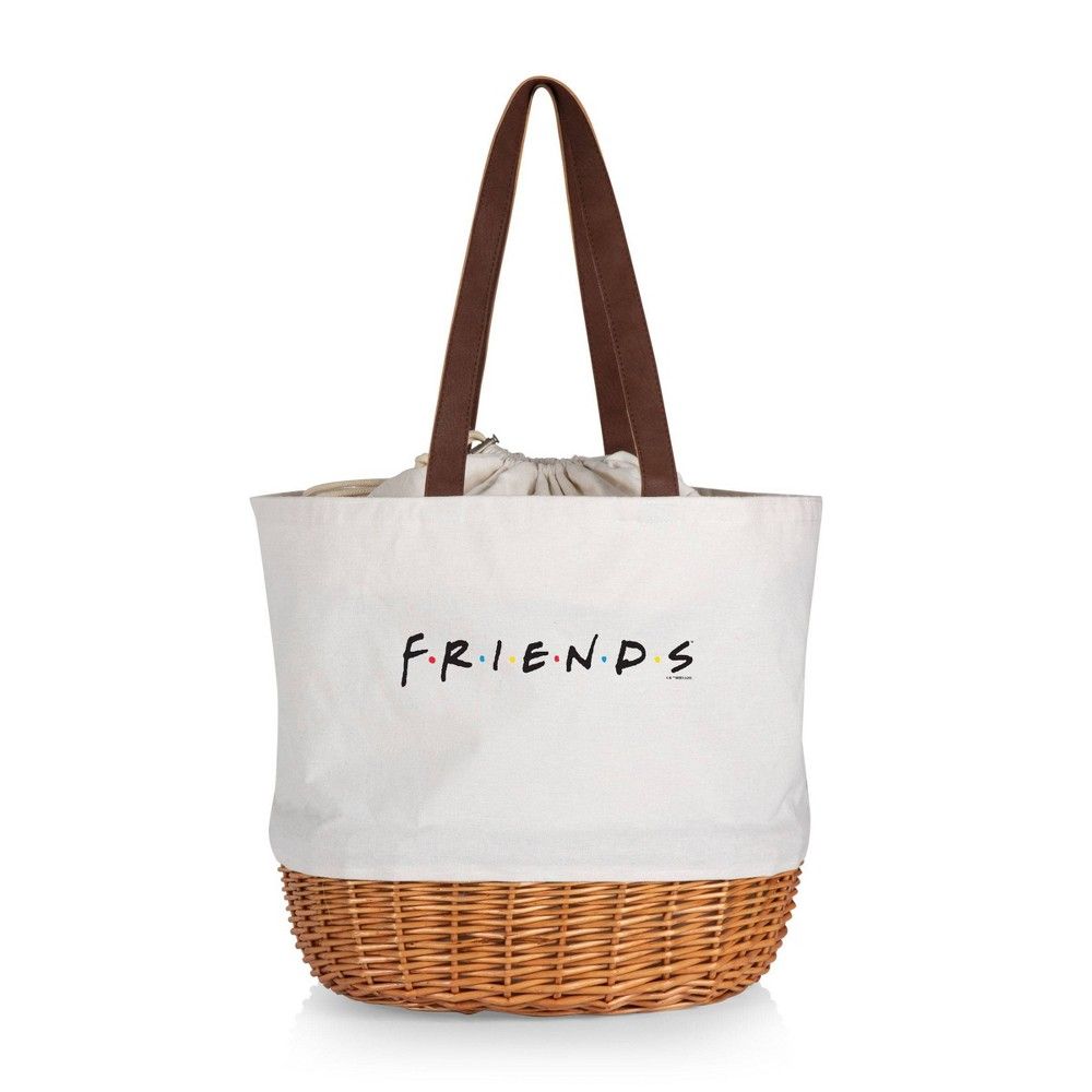 Picnic Time Friends Coronado Canvas and Willow Basket Tote with Beige Canvas | Target