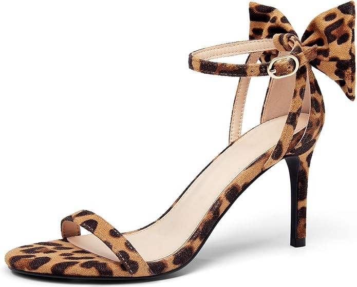 Coutgo Womens Ankle Strap High Heels Open Toe Stiletto Bow Tie Knot Heeled Sandals Fashion Weddin... | Amazon (US)