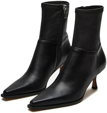 Womens Brown Suede Fall Boots with Side Zip, Ankle, Mid Calf, Pointed Toe, Kitten Heel, Dressy, S... | Amazon (US)